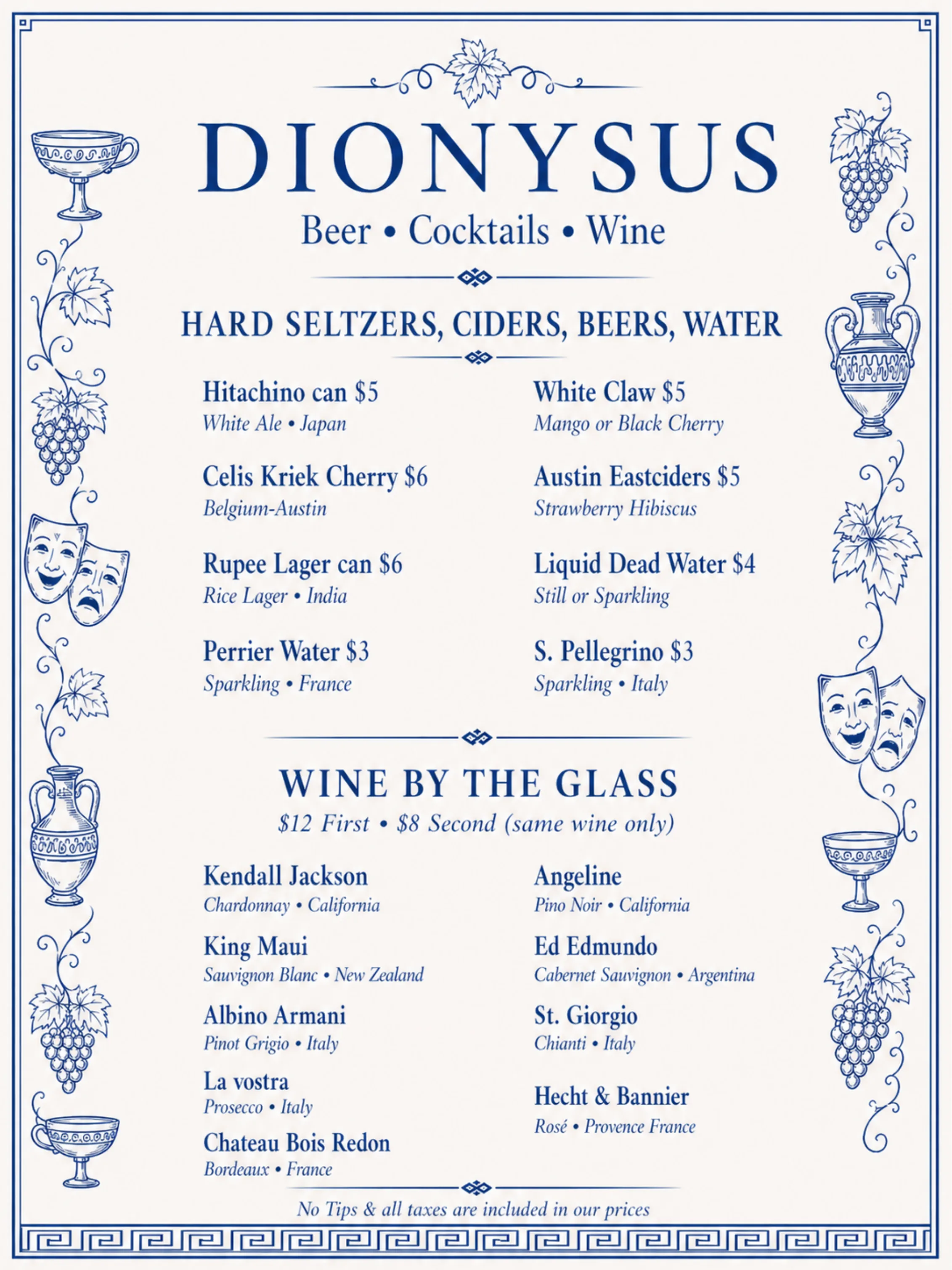 Wine menu